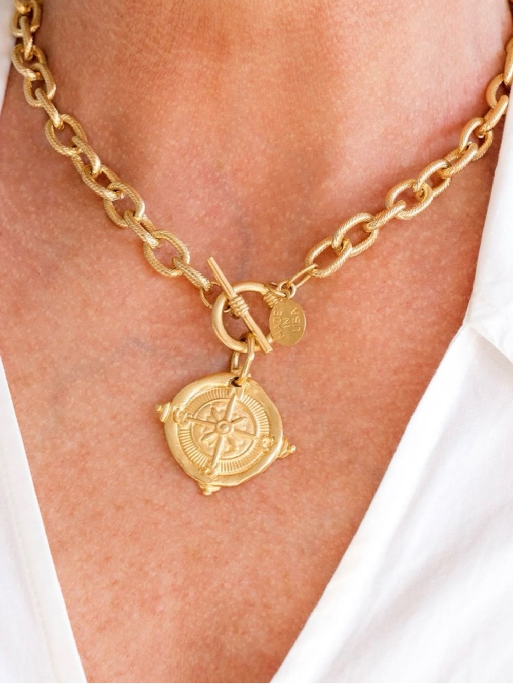 Susan Shaw Gold Compass Medallion Toggle Necklace - Women's Jewelry